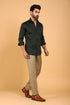 Veshbhoshaa Bluebird Men'S Dark Green Premium Satin Shirt