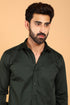 Veshbhoshaa Bluebird Men'S Dark Green Premium Satin Shirt