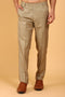 Veshbhoshaa Bluebird Men'S Khaki Texture Lycra Formal Trouser