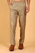 Veshbhoshaa Bluebird Men'S Khaki Texture Lycra Formal Trouser