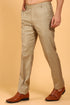 Veshbhoshaa Bluebird Men'S Khaki Texture Lycra Formal Trouser