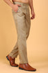 Veshbhoshaa Bluebird Men'S Khaki Texture Lycra Formal Trouser