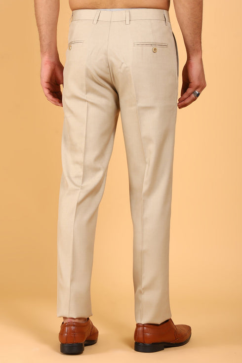 Veshbhoshaa Bluebird Men'S Polycotton Cream Trousers