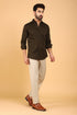Veshbhoshaa Bluebird Men'S Dark Chocolate Color Premium Satin Shirt