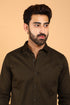 Veshbhoshaa Bluebird Men'S Dark Chocolate Color Premium Satin Shirt