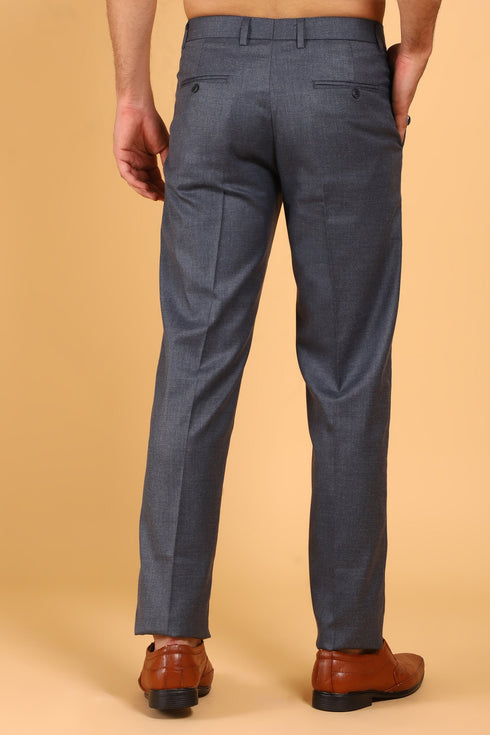 Veshbhoshaa Bluebird Men'S Steel Grey Lycra Formal Trouser