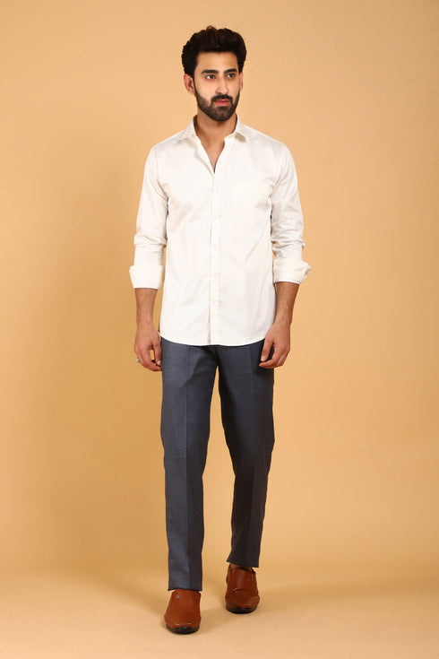 Veshbhoshaa Bluebird Men'S Cream Premium Satin Shirt