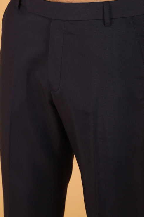 Veshbhoshaa Bluebird Men'S Black Lycra Formal Trouser