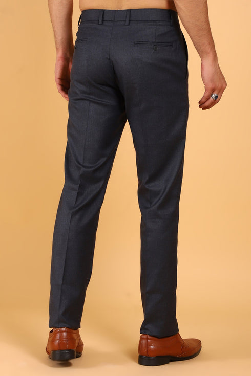 Veshbhoshaa Bluebird Men'S Dark Grey Lycra Formal Trouser
