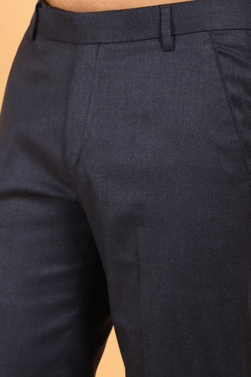 Veshbhoshaa Bluebird Men'S Dark Grey Lycra Formal Trouser