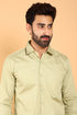 Veshbhoshaa Bluebird Men'S Light Olive Premium Satin Shirt