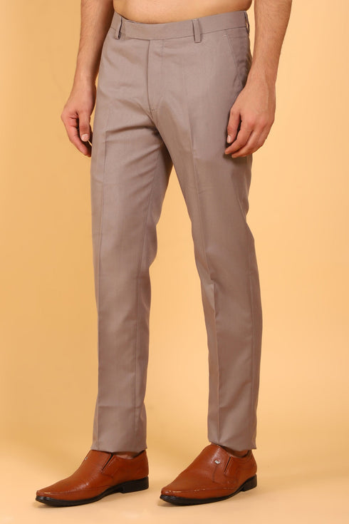 Veshbhoshaa Bluebird Men'S Mocha Texture Lycra Formal Trouser