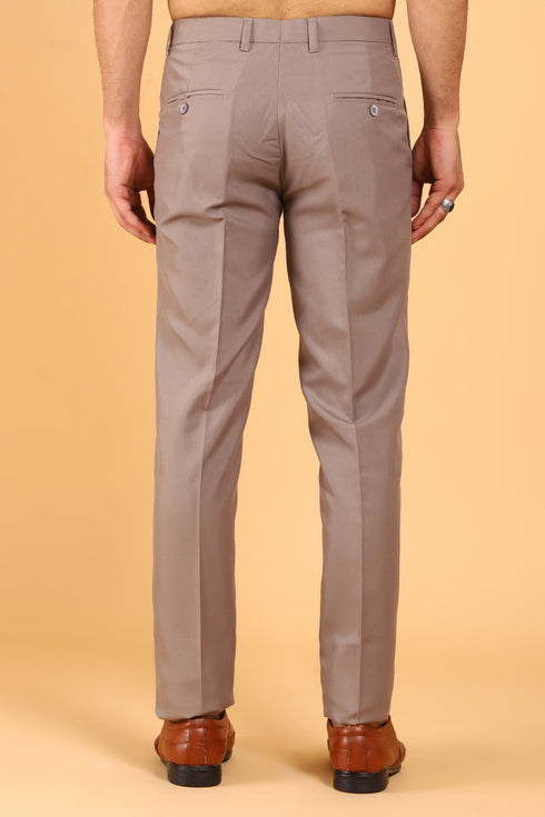 Veshbhoshaa Bluebird Men'S Mocha Texture Lycra Formal Trouser