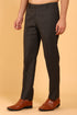 Veshbhoshaa Bluebird Men'S Dark Brown Texture Lycra Formal Trouser