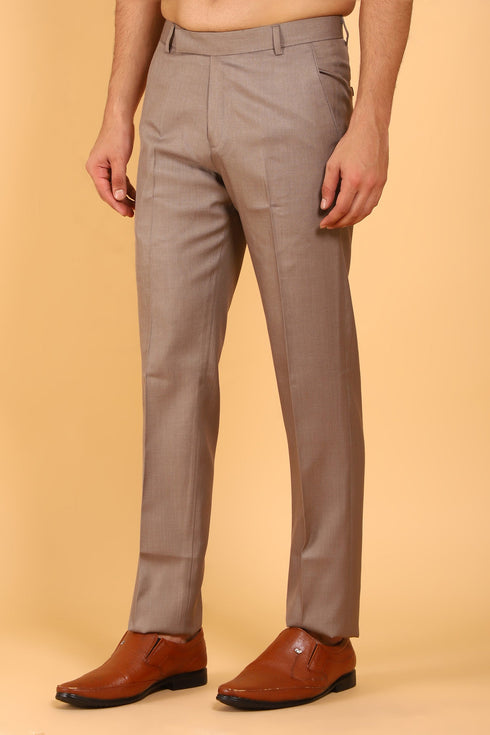 Veshbhoshaa Bluebird Men'S Sand Texture Lycra Formal Trouser