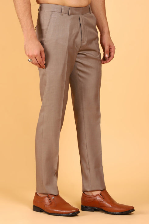 Veshbhoshaa Bluebird Men'S Sand Texture Lycra Formal Trouser