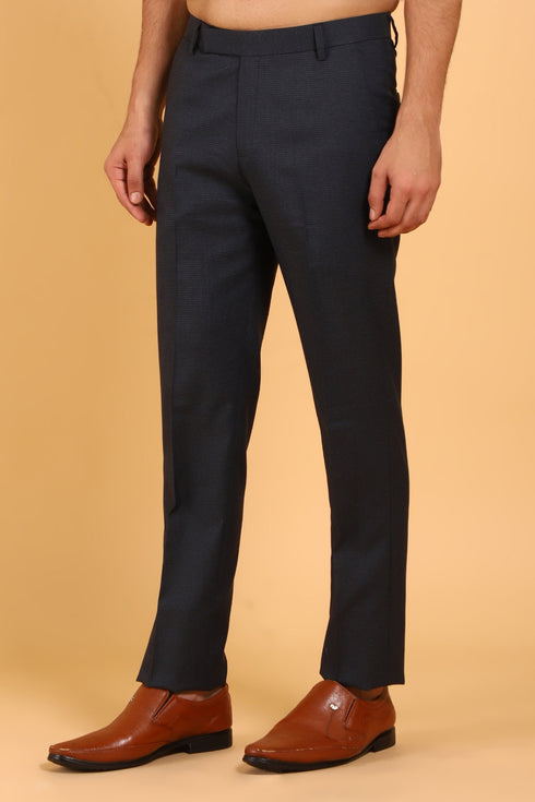 Veshbhoshaa Bluebird Men'S Black Lycra Formal Trouser