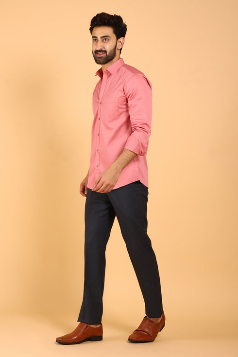 Veshbhoshaa Bluebird Men'S Pink Color Premium Satin Shirt