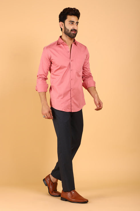 Veshbhoshaa Bluebird Men'S Pink Color Premium Satin Shirt
