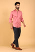 Veshbhoshaa Bluebird Men'S Pink Color Premium Satin Shirt