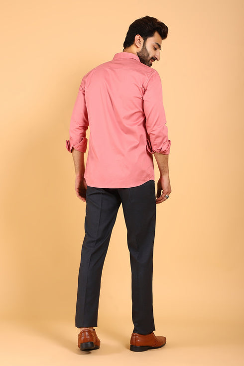 Veshbhoshaa Bluebird Men'S Pink Color Premium Satin Shirt