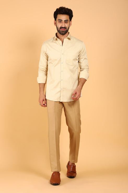 Veshbhoshaa Bluebird Men'S Yellow Premium Satin Shirt