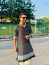 Kzari Black Kurta with White Linings and Exquisite Embroidery