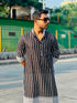 Kzari Black Kurta with White Linings and Exquisite Embroidery