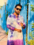 Kzari Regal Purple Tie & Dye Embroidered Kurta