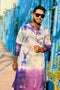 Kzari Regal Purple Tie & Dye Embroidered Kurta