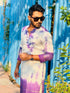 Kzari Regal Purple Tie & Dye Embroidered Kurta