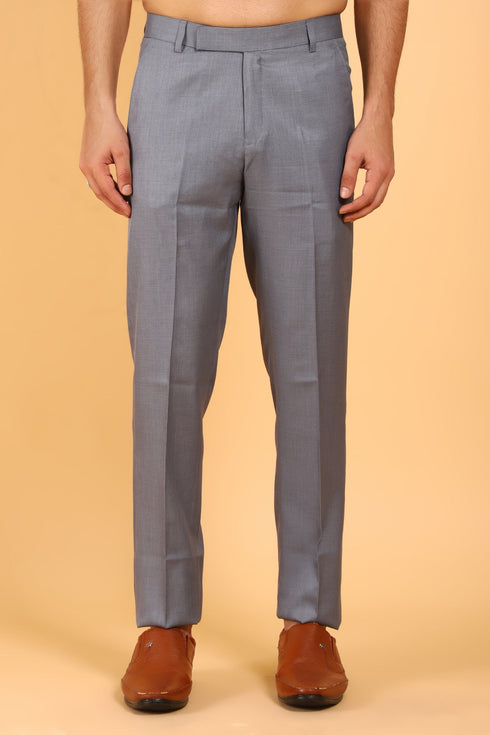 Veshbhoshaa Bluebird Men'S Slate Grey Polycotton Trouser