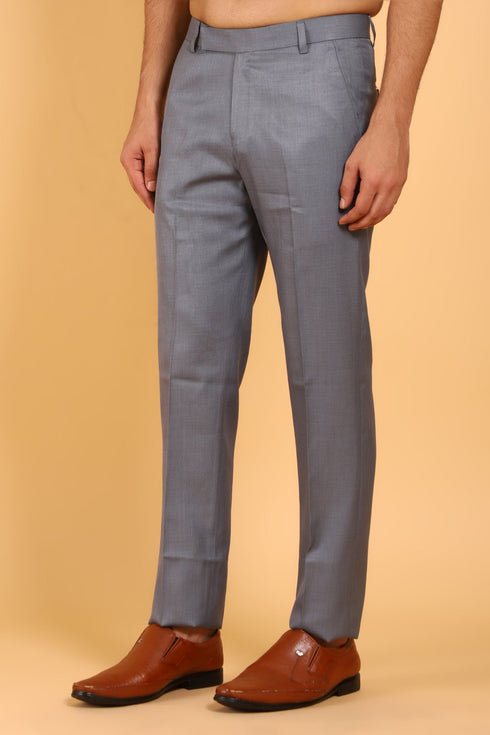 Veshbhoshaa Bluebird Men'S Slate Grey Polycotton Trouser