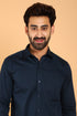 Veshbhoshaa Bluebird Men'S Dark Blue Premium Satin Shirt