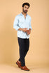 Veshbhoshaa Bluebird Men'S Sky Blue Premium Satin Shirt