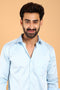 Veshbhoshaa Bluebird Men'S Sky Blue Premium Satin Shirt