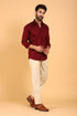 Veshbhoshaa Bluebird Men'S Dark Red Premium Satin Shirt