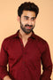 Veshbhoshaa Bluebird Men'S Dark Red Premium Satin Shirt