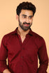 Veshbhoshaa Bluebird Men'S Dark Red Premium Satin Shirt