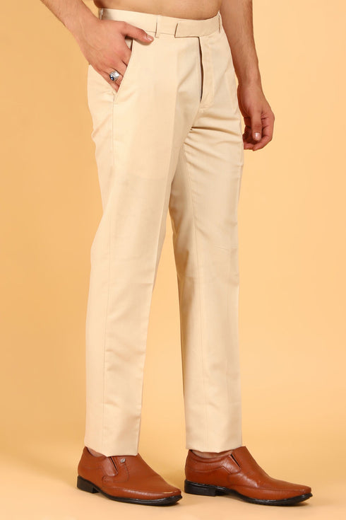 Veshbhoshaa Bluebird Men'S Wheat Texture Formal Trouser