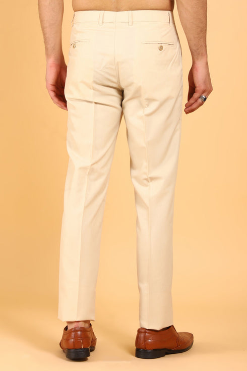 Veshbhoshaa Bluebird Men'S Wheat Texture Formal Trouser
