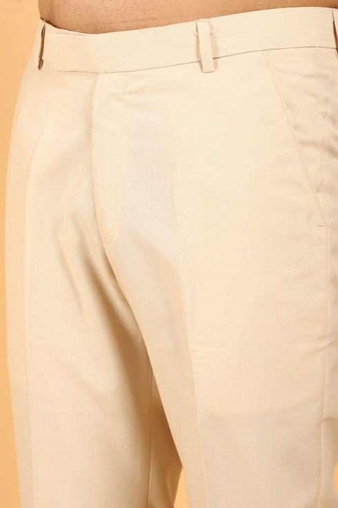 Veshbhoshaa Bluebird Men'S Wheat Texture Formal Trouser