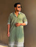 Kzari Hunter Green Georgette Kurta with White Embroidery