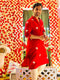 Kzari Red Cotton Satin Kurta with Delicate White Embroidery