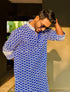 Kzari Teal Blue Georgette Kurta with White Embroidery
