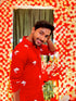 Kzari Red Cotton Satin Kurta with Delicate White Embroidery