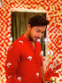 Kzari Red Cotton Satin Kurta with Delicate White Embroidery