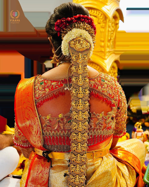 Viaana Muhurtham Blouse with 3D Lotus Design