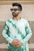 Kzari Haryali Chanderi Green Check Mirror Kurta