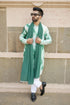 Kzari Haryali Chanderi Green Check Mirror Kurta